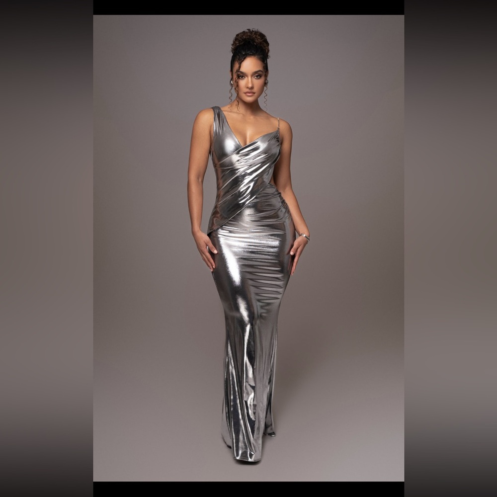 Silver Metallic Maxi Dress